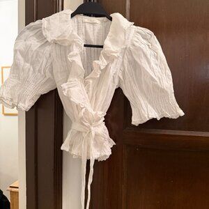 Doen puff sleeve wrap top (never worn)